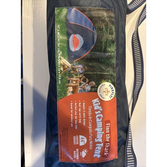 2-Person Kids Camping Tent Shark Design Easy Setup Removable Rainfly Carry Bag - Picture 2 of 3